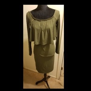 Olive green off the shoulders dress